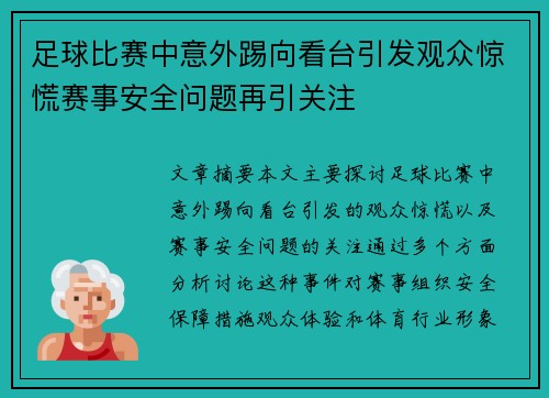 足球比赛中意外踢向看台引发观众惊慌赛事安全问题再引关注